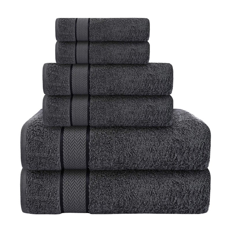 Luxury Bath Towels Set100 Cotton 2 Bath 2 Hand 2 Washcloths Large Thick Fluffy Absorbent Quick Dry Soft Plush Gift Hotel Gym Towel 6 Piece Luxury Bathroom Towels Charcoal Dark Grey