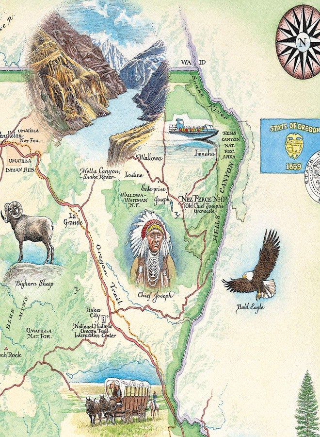 Xplorer Maps Oregon State Hand-Drawn Map Poster - Authentic 24x18 Vintage-Style Wall Art - Lithographic Print with Soy-Based Inks - Unique Gift for History Buffs, Travelers, Teachers, or Home Decor - All-Ages - Made In USA - Image 3