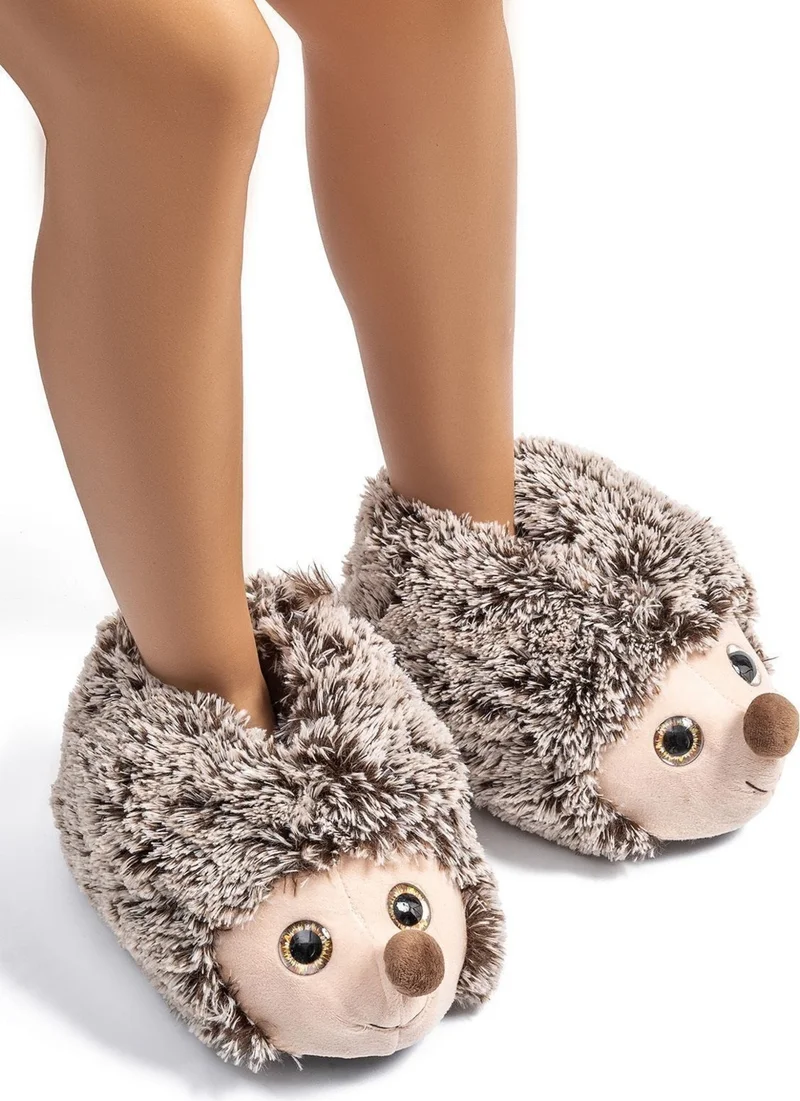 Twigy CC0650 Tw Hedgehog 23 Brown Animal Figured Women's Slippers
