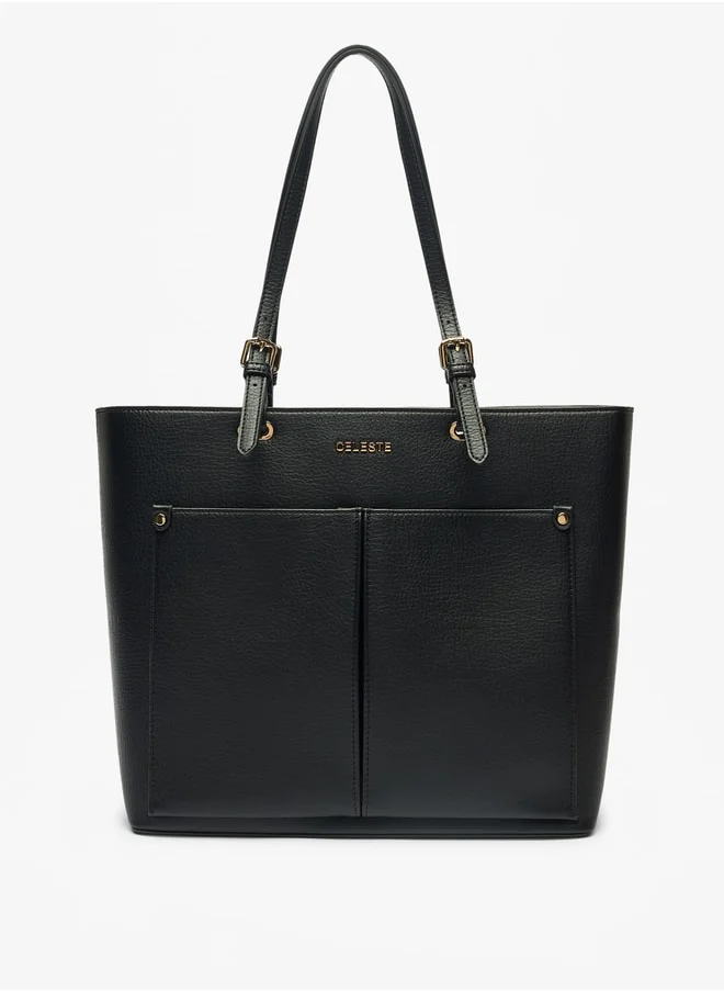 Celeste Solid Tote Bag with Zip Closure and Double Handle