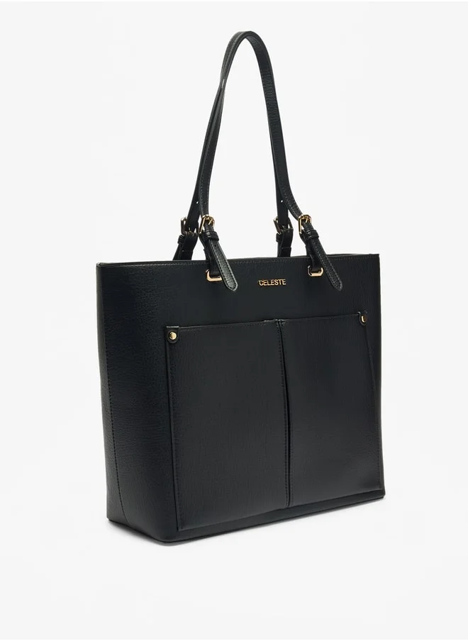 Celeste Solid Tote Bag with Zip Closure and Double Handle
