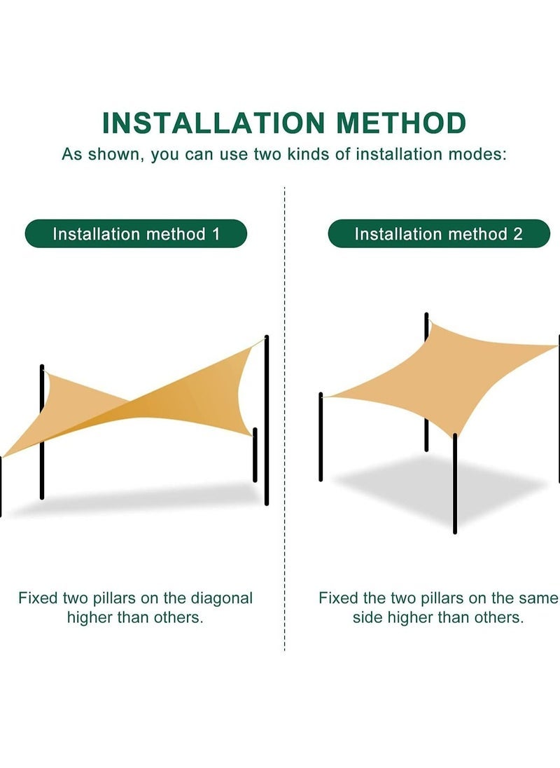 Captaintech Sun Shade Sail Rectangle Canopy for Patio Backyard Lawn Garden - Image 4