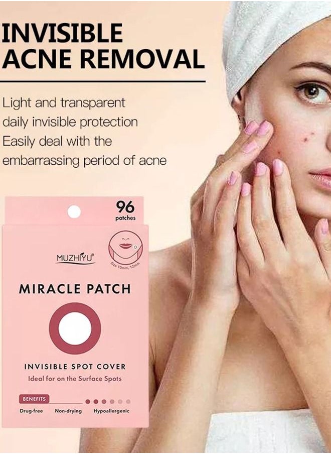 CARVENCHY Miracle Invisible Spot Cover - Hydrocolloid Acne Pimple Patches for Face, Blemishes and Zits Absorbing Patch, Breakouts Spot Treatment for Skin Care, (96 Count)  - Image 2