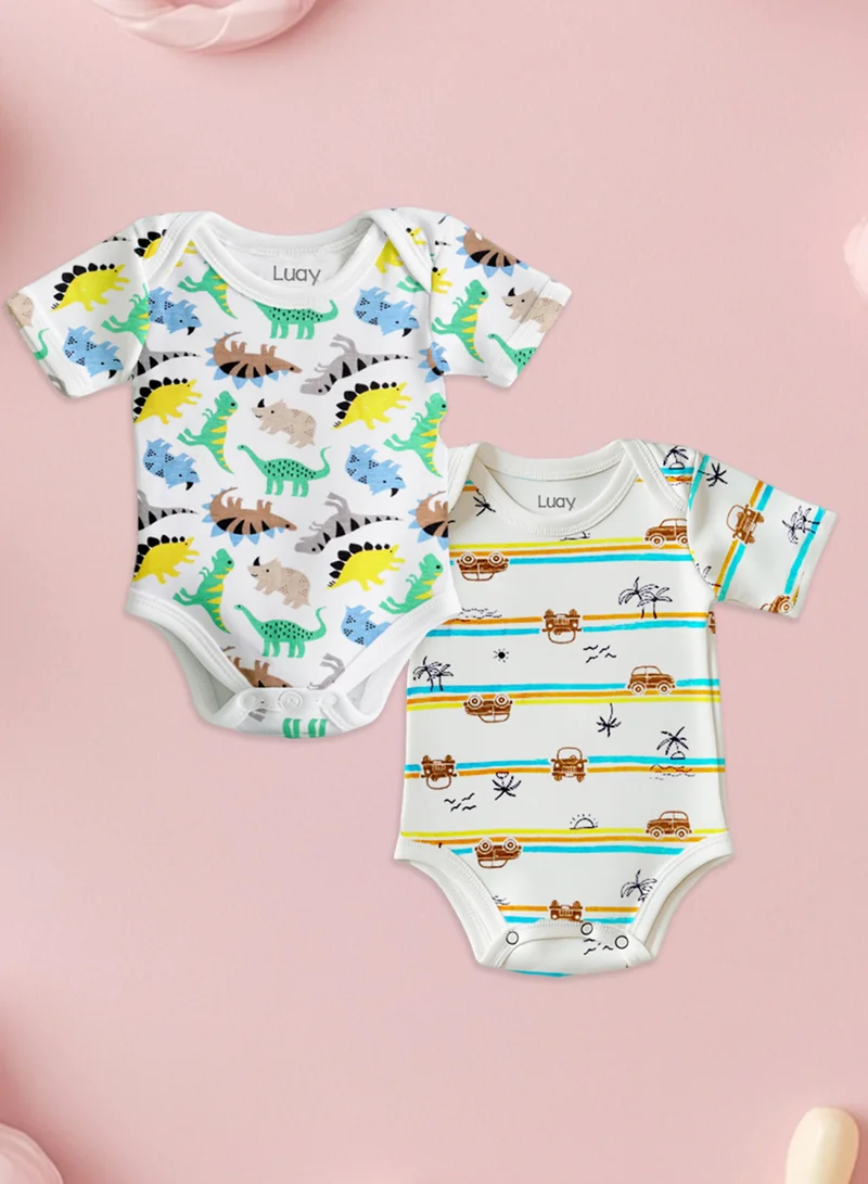 LUAY 100% Organic Cotton  Based Onesies | Sleepsuits| Night Suits|Jumpsuit | Wondersuit for Baby Boys & Baby Girls, New-Born, infants,Toddlers_ Including Vibrant Pattren & Colors Create festive look