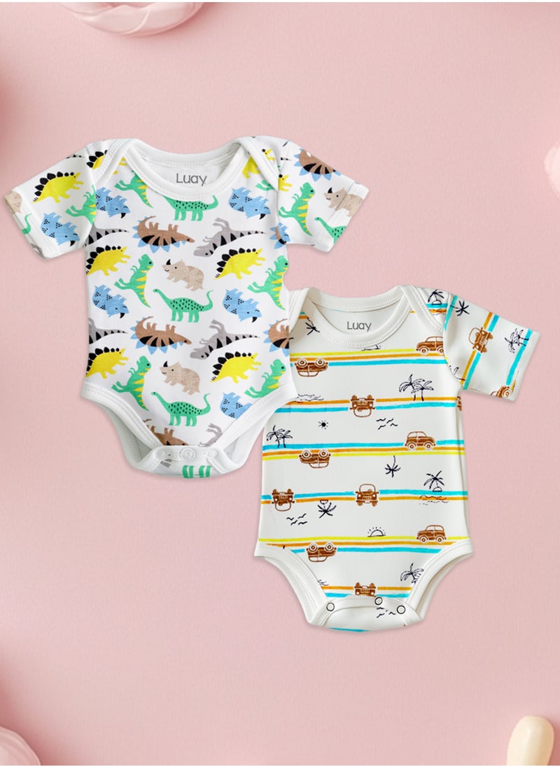 LUAY 100% Organic Cotton  Based Onesies | Sleepsuits| Night Suits|Jumpsuit | Wondersuit for Baby Boys & Baby Girls, New-Born, infants,Toddlers_ Including Vibrant Pattren & Colors Create festive look  - Image 1