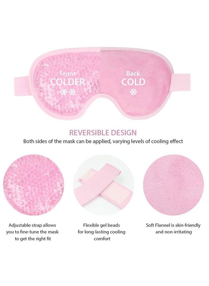 Gel Eye Mask Cold Pack Ice Eye Mask Puffy Eyes Dark Circles - Cooling Eye Mask Headaches Migraine and Sinus Pain - Eye Therapy Heat Mask Gel Beads - Stress Pain Relief Hot Eye Mask Puffiness - Image 3