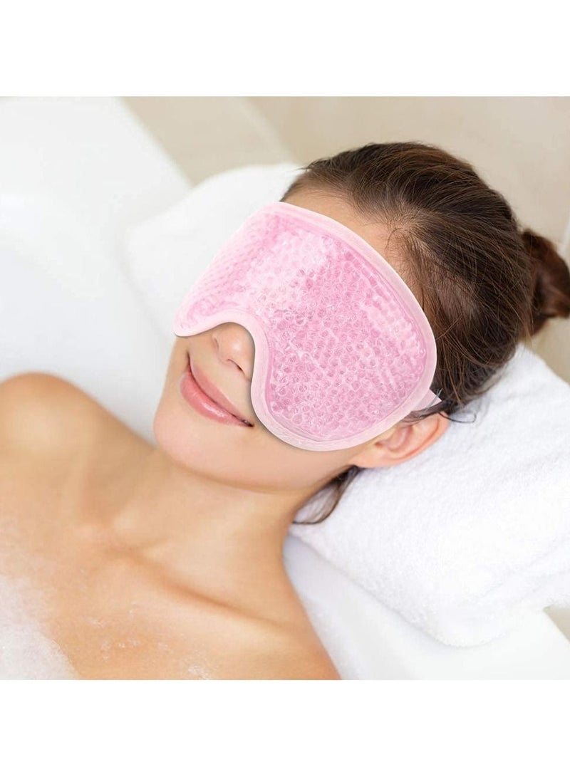 Gel Eye Mask Cold Pack Ice Eye Mask Puffy Eyes Dark Circles - Cooling Eye Mask Headaches Migraine and Sinus Pain - Eye Therapy Heat Mask Gel Beads - Stress Pain Relief Hot Eye Mask Puffiness - Image 5