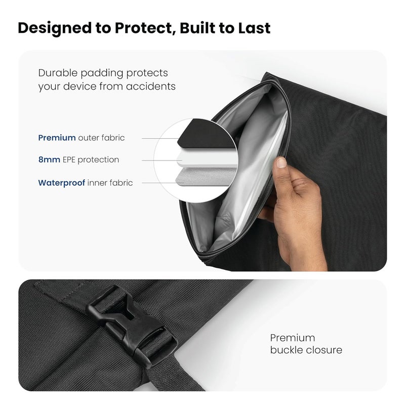CRALOFT Waterproof 14 Inch Laptop Sleeve Cover - Slim Protective Case Bag with 8mm Shockproof Padding & Soft Inner Lining, for MacBook, Dell, Lenovo, HP & More - Office & Travel Use - Image 5