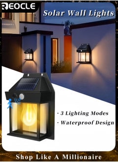 REOCLE Solar Wall Lights Wall Lamp Tri-Mode Motion Sensor with Brightness Setting Waterproof Solar Motion Lights for Outside Fence & Yard & Garage  - Image 1