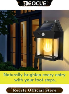 REOCLE Solar Wall Lights Wall Lamp Tri-Mode Motion Sensor with Brightness Setting Waterproof Solar Motion Lights for Outside Fence & Yard & Garage  - Image 2
