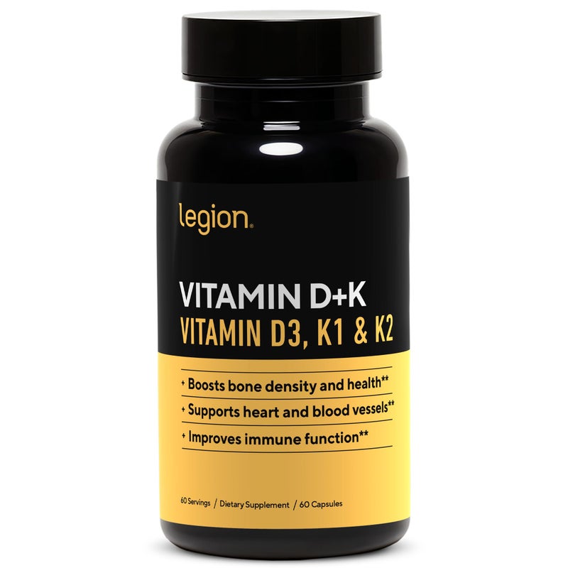 LEGION Vitamin DK Natural Effective Formulation Vitamin D3 K2 K for Immunity Boost K1 K2 D3 Vitamin Supplement to Boost Bone Density and Health Vitamin K2 K1 for Heart Support