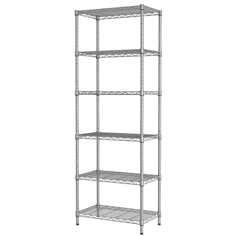 SINGAYE 6 Shelf Wire Shelving Unit Adjustable Metal Shelves Standing Bathroom Organizers and Storage Wire Closet Metal Pantry Kitchen 12" DX22 W 69.5" H Gray - Image 1