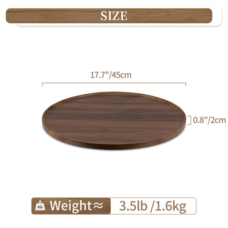 Hanobe Large Ottoman Serving Tray: Round Wooden Trays 18" Contemporary Decorative Coffee Table Tray Circle Big Platter Modern Home Decor for Living Room - Image 4