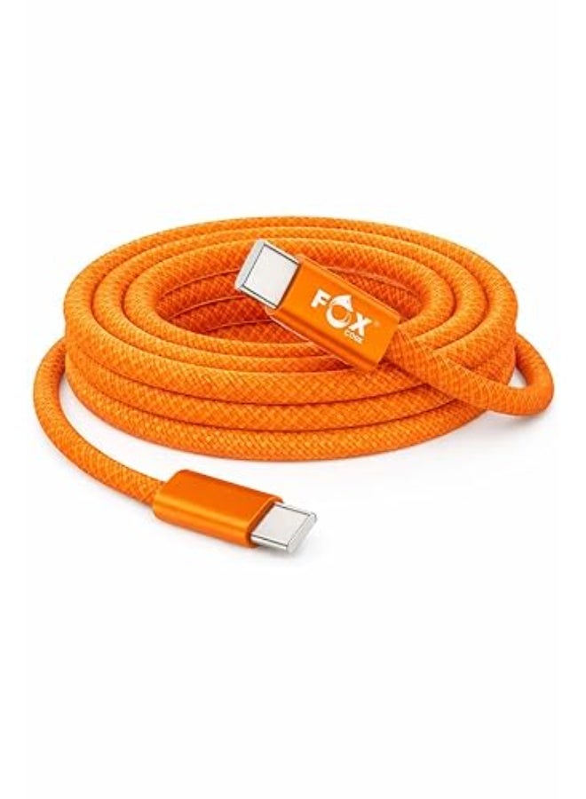Fox 120W Fast Charging Cable, 6.6 ft (2 m) Braided USB A to Type C Fast Charging Cable Compatible with Smartphones and Tablets (Orange) - Image 1
