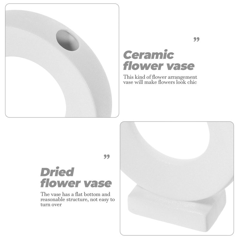 Ceramic Hydroponic Vase White Small Circle Tabletop Decor for Home Office - Image 4