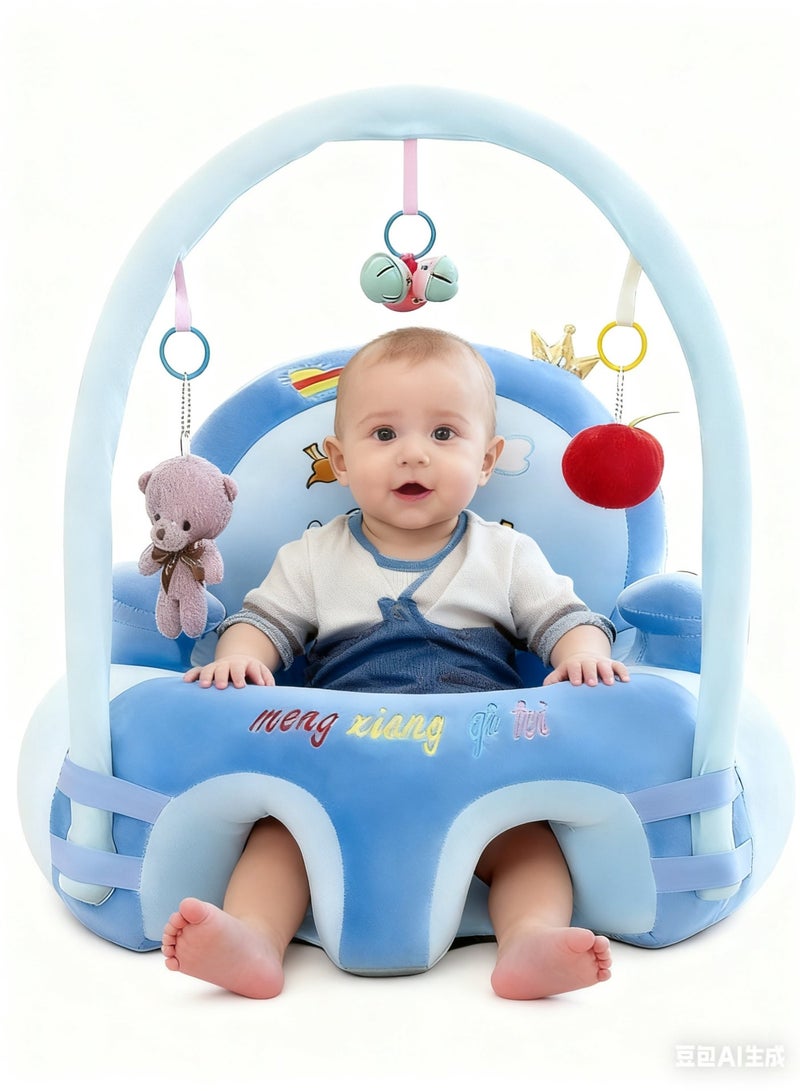 مس تيارا كرسي تعليم الجلوس للأطفال مع رف ألعاب، مقعد مخملي لدعم الجلوس في غرفة الأطفال، وسادة ناعمة ومريحة، مقاعد أرضية للأطفال، كرسي بذراعين غير قابل للانزلاق، تصميم حيوانات كرتونية، هدية للأطفال الأولاد والبنات - Image 1