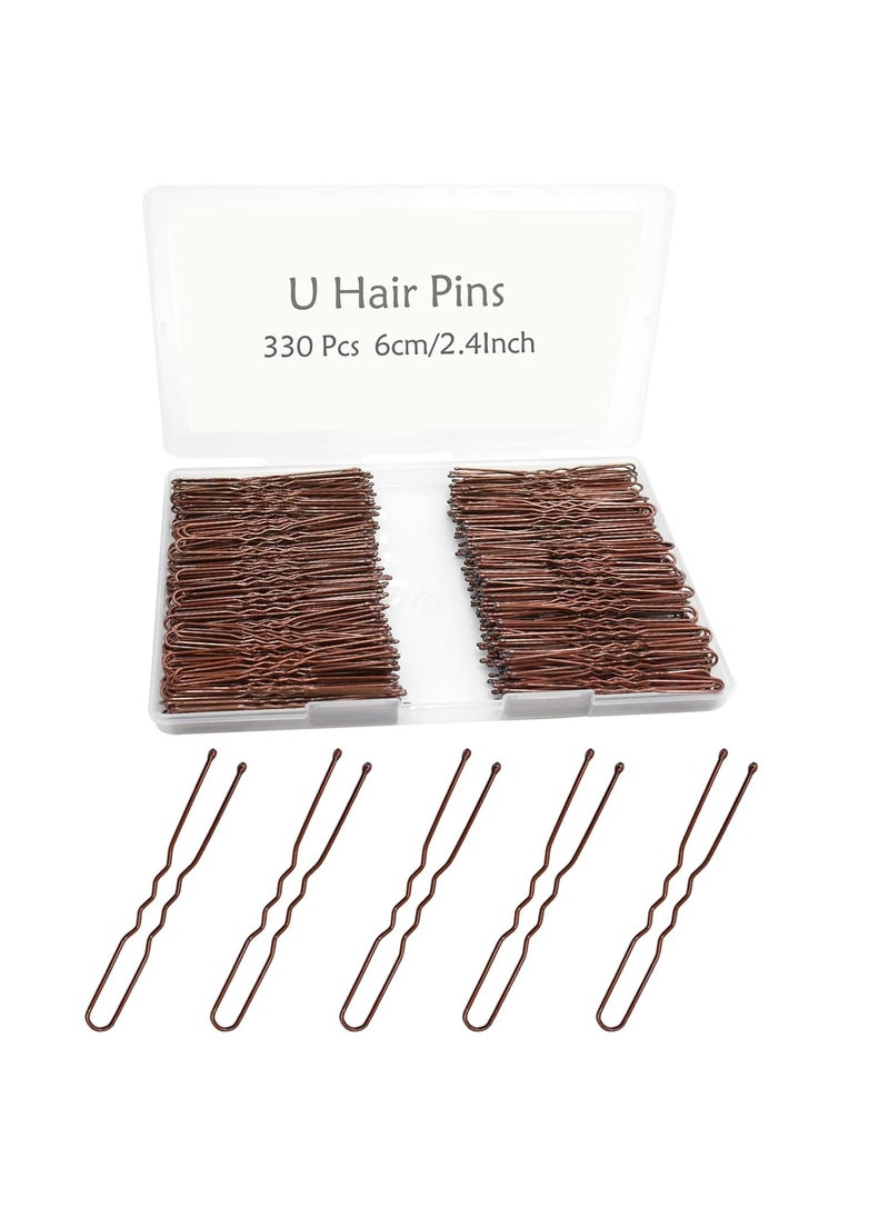 YINGFENG 330 Count U Shaped Hair Pins Brown YINGFENG 24inch Brown Bun Pins Bun Hair Pins for Women Girls with Storage Box Hair Accessories for All Hair Types 