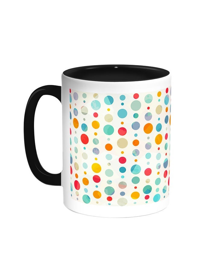 RYN Large And Small Coloured Circles Printed Coffee Mug Black/White 11ounce