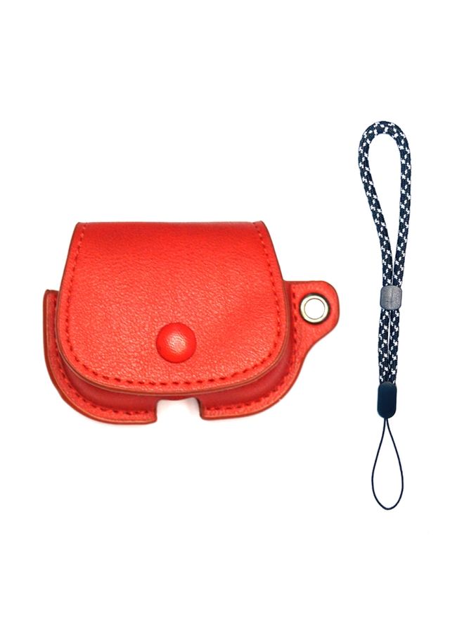 Case Cover For AirPods 1 / 2 Backpack Style PU Leather Earphone Protective Case with Lanyard Red 