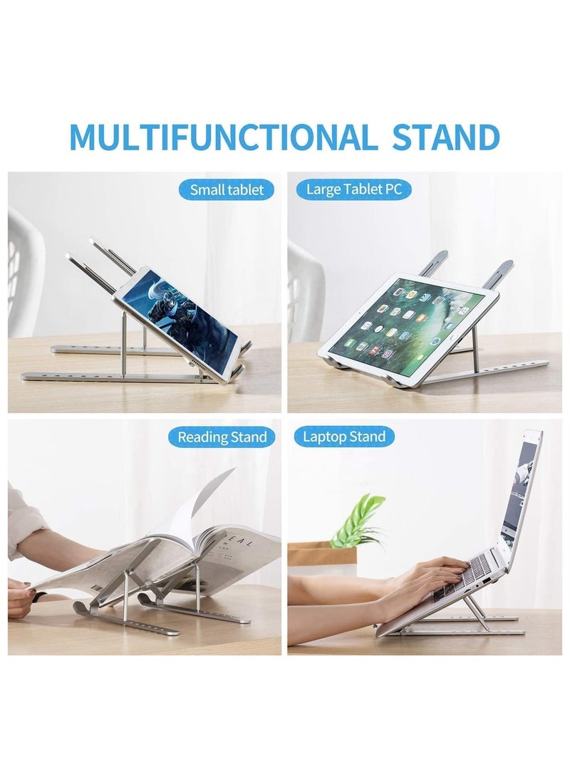 Aluminum Laptop Stand Adjustable Laptop Holder for Desk Foldable Computer Stand 7 Angles Anti-Slip Portable Riser for MacBook Air Thinkpad Tablet and iPad - Image 3