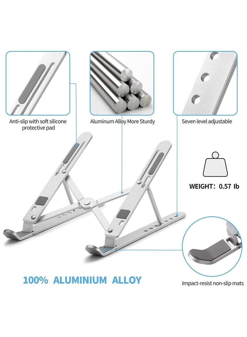 Aluminum Laptop Stand Adjustable Laptop Holder for Desk Foldable Computer Stand 7 Angles Anti-Slip Portable Riser for MacBook Air Thinkpad Tablet and iPad - Image 4