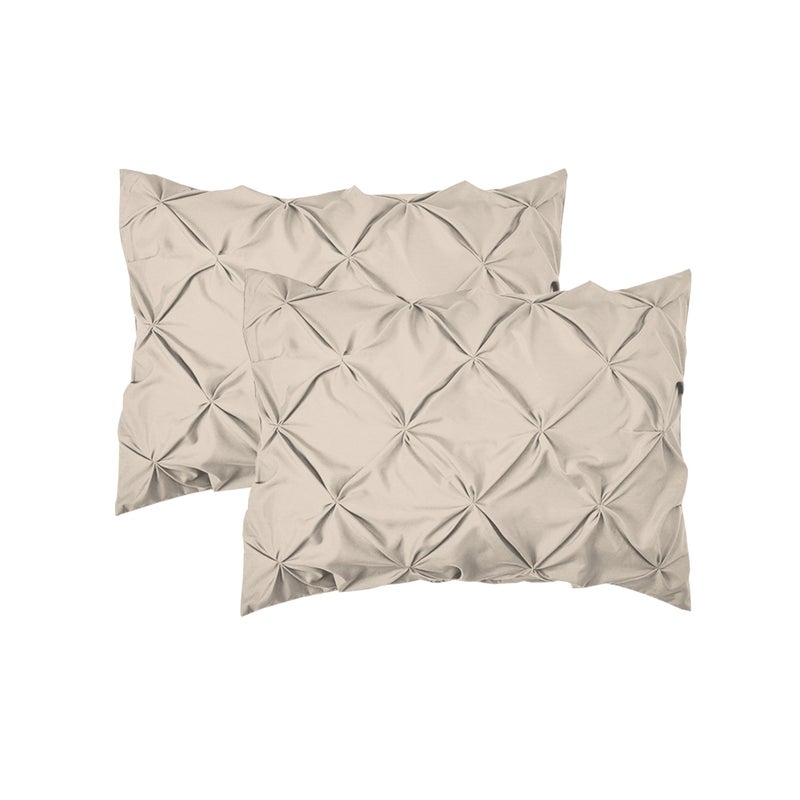 Elegant Comfort Elegant Comfort 2-Pack Sham Set Pinch Pleat Design  1500 Premium Hotel Quality Microfiber  Stylish Design-Easy Care  Wrinkle and Stain Resistant  2-Piece Sham Set  Pleated King  Linen  - Image 1