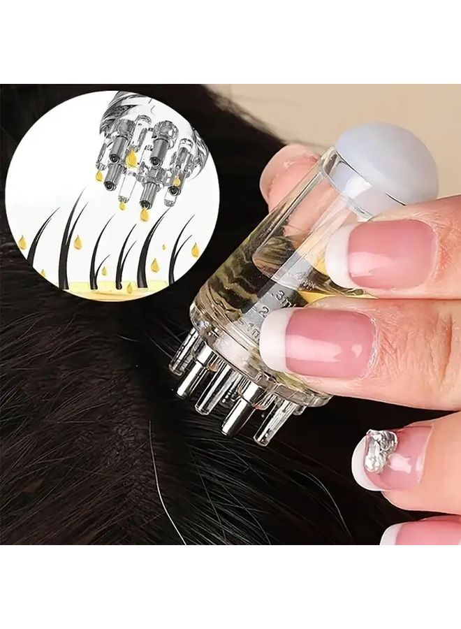 White Portable Scalp Applicator Massage Comb For Hair Oil Guided Massaging All Hair Types 1pc - Image 1