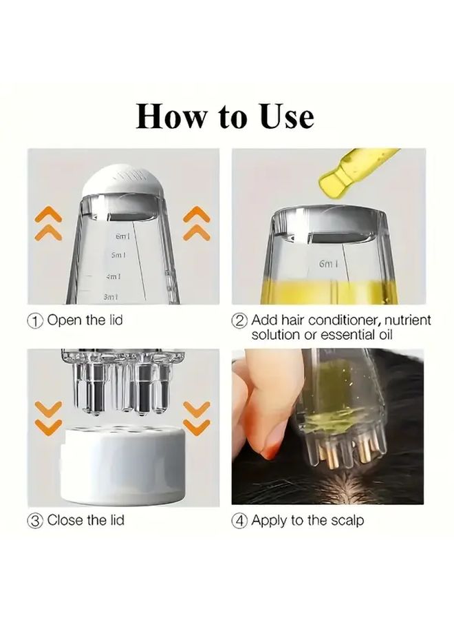 White Portable Scalp Applicator Massage Comb For Hair Oil Guided Massaging All Hair Types 1pc - Image 3