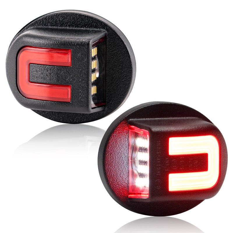 LUDARM LED License Plate Light Compatible with F150 1990-2014 F250 F350 1980-1999 F250 F350 F450 F550 super duty1999-2016 Bronco80-96 Ranger83-11 6500K Tag White Light&C-Shaped Rear Parking Red Light - Image 1