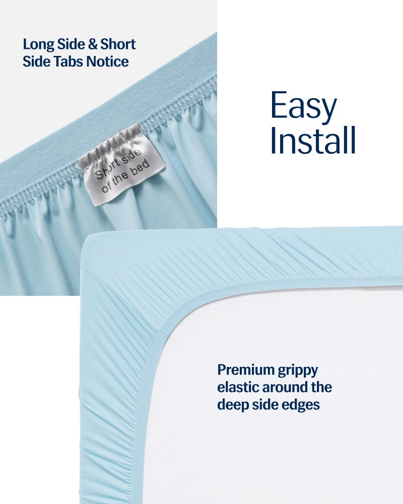Rest REST Evercool+ Fitted Sheet  Full Size  Light Blue  15"" Deep (up to 18)  Breathable Bedding for Hot Sleeper and Night Sweats  Bed Sheet with Ionic+ Self-Cleaning Silver Yarn for Sensitive Skin  - Image 3