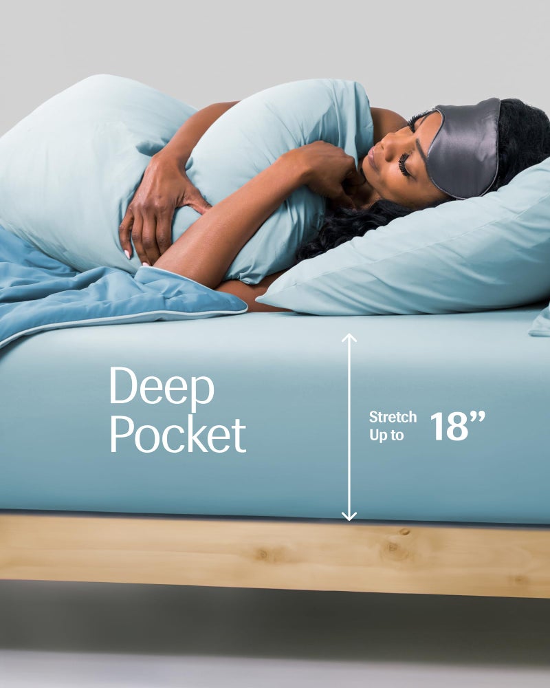 Rest REST Evercool+ Fitted Sheet  Full Size  Light Blue  15"" Deep (up to 18)  Breathable Bedding for Hot Sleeper and Night Sweats  Bed Sheet with Ionic+ Self-Cleaning Silver Yarn for Sensitive Skin  - Image 4