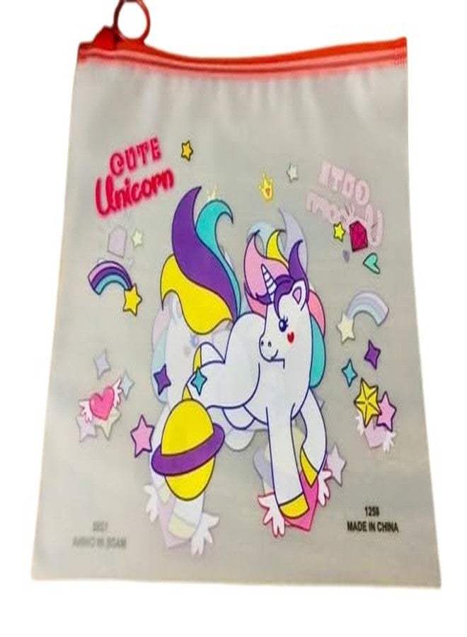 DIGSMORDEN Kid's Charm 3D Pouch Transparent for Pen Pencil Sharpner School Girls and Boys | Multipurpose Pouch Return Gifts |Makeup kit/Travel Bag Organizer Zipper - Pack of 12 (Unicorn) - Image 1