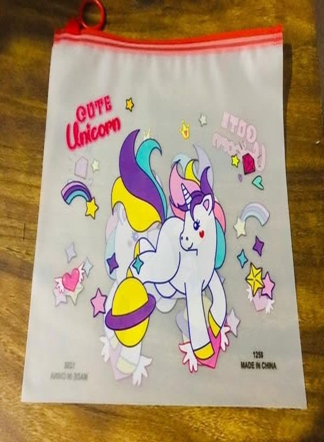 DIGSMORDEN Kid's Charm 3D Pouch Transparent for Pen Pencil Sharpner School Girls and Boys | Multipurpose Pouch Return Gifts |Makeup kit/Travel Bag Organizer Zipper - Pack of 12 (Unicorn) - Image 2