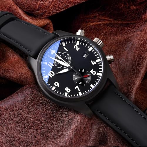 Ritche Genuine Classic Vintage Quick Release Black Leather Watch Band 18mm Top Grain Leather Watch Strap, White Elephant Gifts, Stocking Stuffers for Men, Father's Day gifts - Image 2
