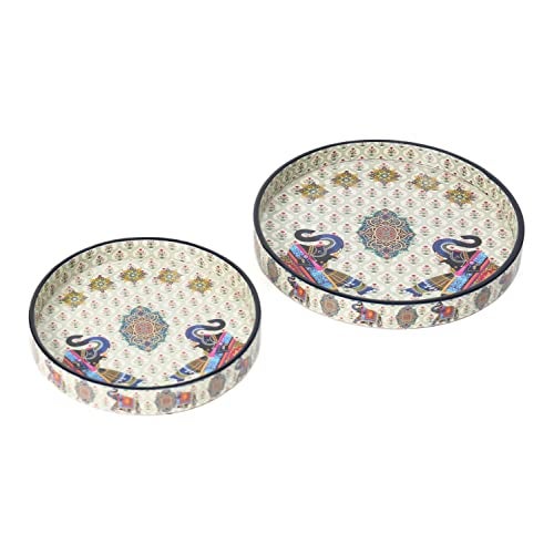 DULI Set of 2 MDF Wood Trays Enamel Coated| Round Trays Set of 2 | Serving Trays | Wooden Tray | Kitchen&Dining Decorative | Resin Tray | Handmade | 7x7 & 9x9 inches (Setof2RoundSmall: 2Elephant) - Image 4