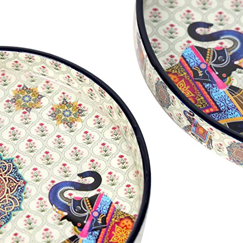 DULI Set of 2 MDF Wood Trays Enamel Coated| Round Trays Set of 2 | Serving Trays | Wooden Tray | Kitchen&Dining Decorative | Resin Tray | Handmade | 7x7 & 9x9 inches (Setof2RoundSmall: 2Elephant) - Image 5