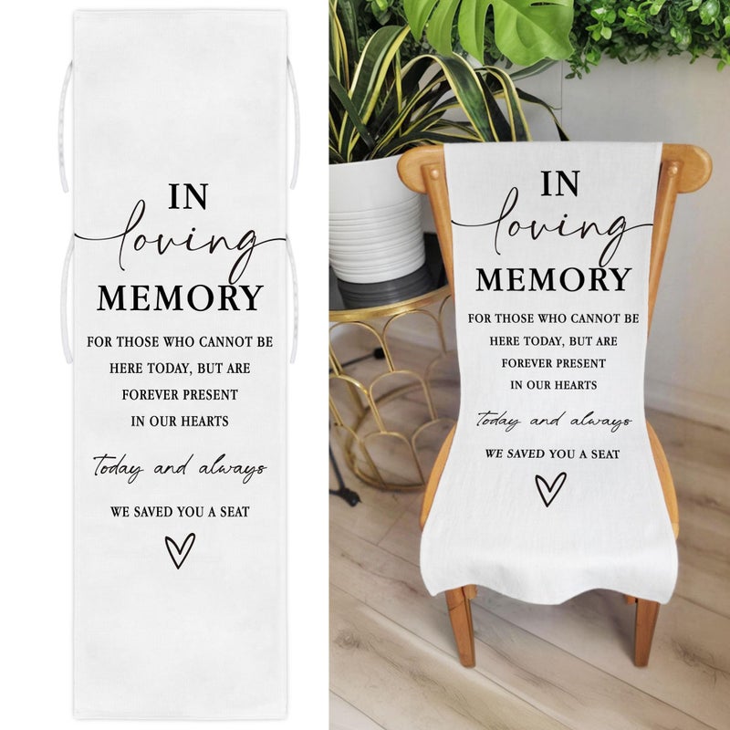SIXEIGHT Reserved Memorial Wedding Chair Sign, In Loving Memory Linen Wedding Sign for Chair, Save a Seat for Someone In Heaven, Reserved Seating Decoration for Weddings Parties, 50 x 15 Inch-A13 - Image 1