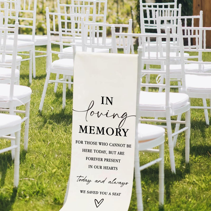 SIXEIGHT Reserved Memorial Wedding Chair Sign, In Loving Memory Linen Wedding Sign for Chair, Save a Seat for Someone In Heaven, Reserved Seating Decoration for Weddings Parties, 50 x 15 Inch-A13 - Image 3