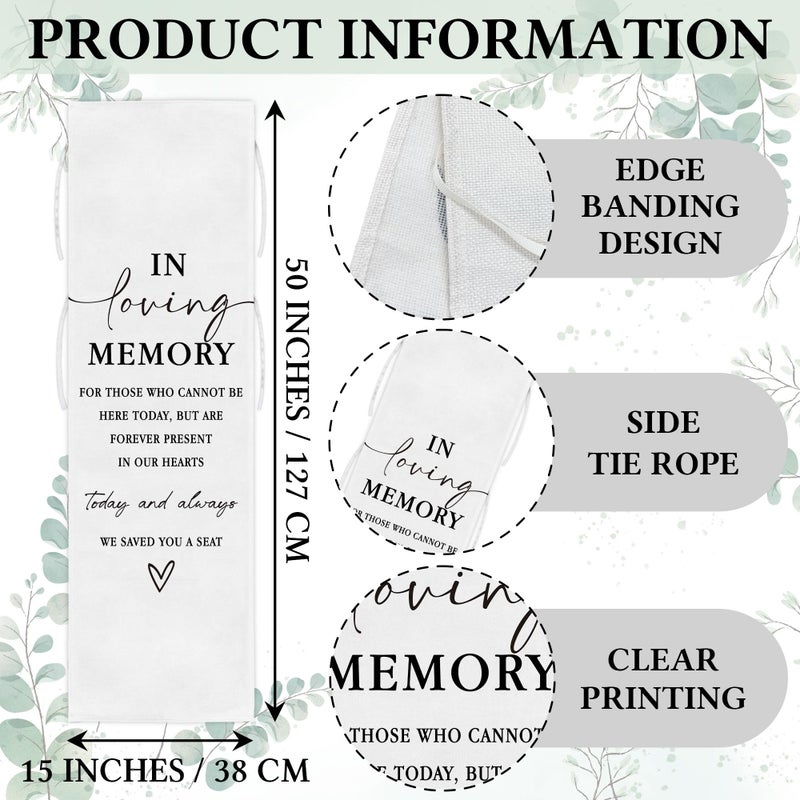 SIXEIGHT Reserved Memorial Wedding Chair Sign, In Loving Memory Linen Wedding Sign for Chair, Save a Seat for Someone In Heaven, Reserved Seating Decoration for Weddings Parties, 50 x 15 Inch-A13 - Image 2