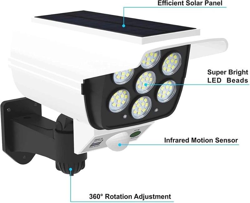 Spaceshoop Solar Waterproof Wireless Flood Light With Remote Control Security Simulation Dummy Camera Wall Lamp - Image 4