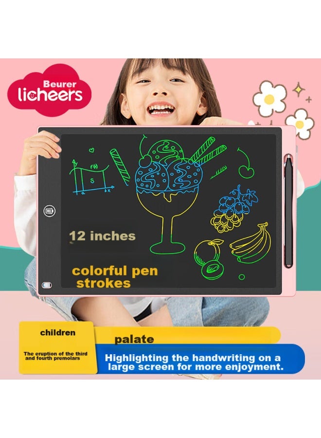 ليتشيرز Licheers لوح رسم للأطفال، لوح كتابة LCD، لوح رسم وتخطيط ملون، لوح كتابة قابل للمسح، لعبة إلكترونية، هدية عيد ميلاد، وردي - Image 1