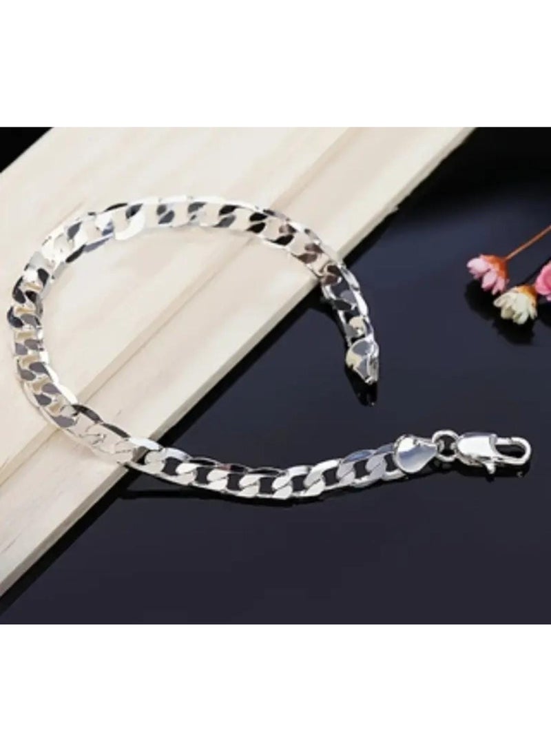 KRONFOL 1pc of fashionable and simple Men's and Women's universal bracelets, copper plated with Silvery, fashionable flat side bracelets for both men and women - Image 3