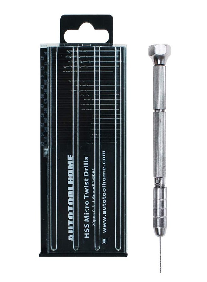 AUTOTOOLHOME Precision Copper Pin Vise Hand Drill Set with 20pc Micro Twist Drill Bits Min Manual Hobby Craft Tool for Wood, PCB,Plastic, Resin, Jewelry & Models - Image 1