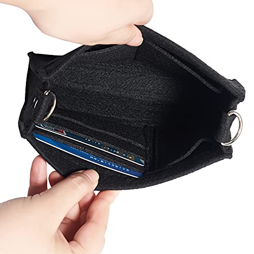 Vercord Felt Purse Insert Organizer 26 19 Toiletry Pouch Insert with D Ring Attach Chain Strap Black L - Image 3