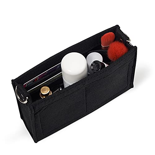 Vercord Felt Purse Insert Organizer 26 19 Toiletry Pouch Insert with D Ring Attach Chain Strap Black L - Image 1
