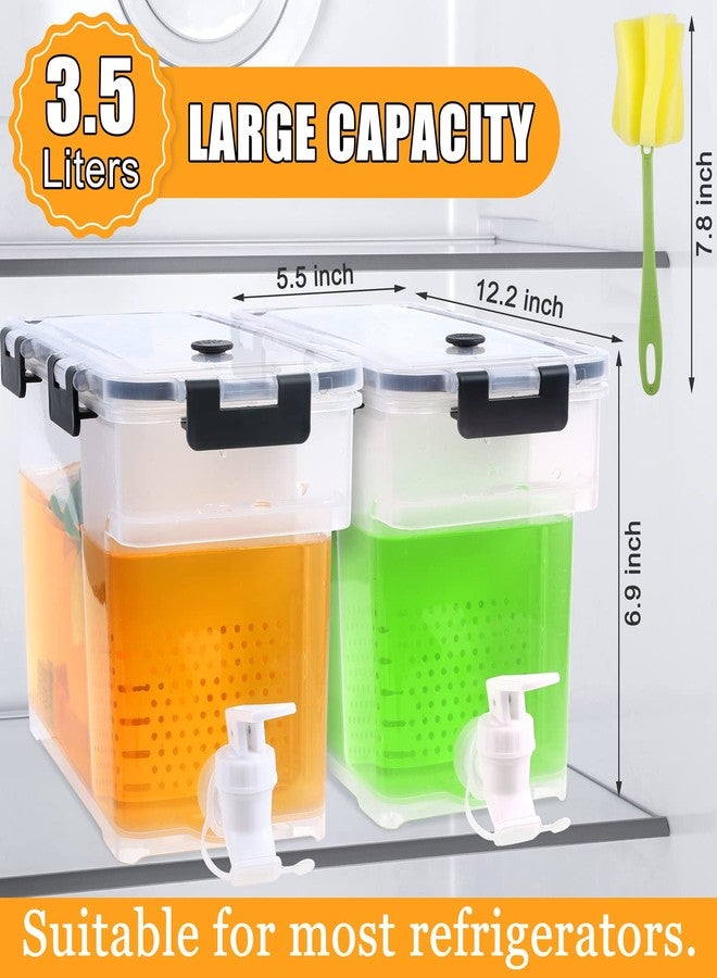 Breroa 3 Pieces 3.5 Liter Clear Beverage Dispenser with Spigot, Plastic Drink Dispenser for Fridge with Handle Clean Brush, Iced Juice Lemonade Dispensers for Parties & Daily Use,12.2 x 5.5 x 6.9 Inch - Image 2