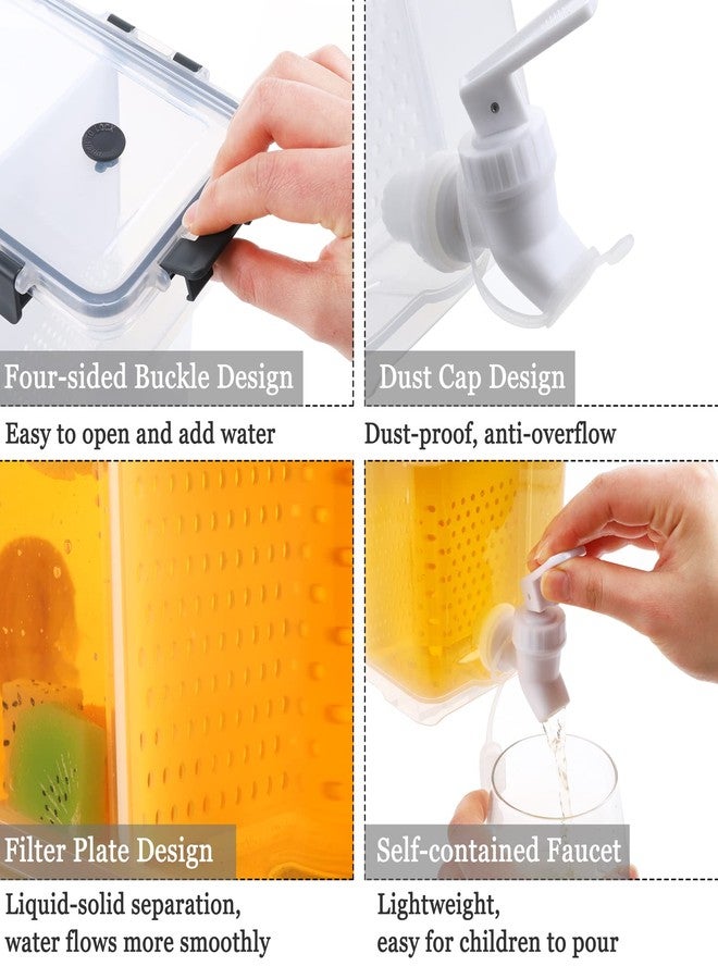 Breroa 3 Pieces 3.5 Liter Clear Beverage Dispenser with Spigot, Plastic Drink Dispenser for Fridge with Handle Clean Brush, Iced Juice Lemonade Dispensers for Parties & Daily Use,12.2 x 5.5 x 6.9 Inch - Image 3