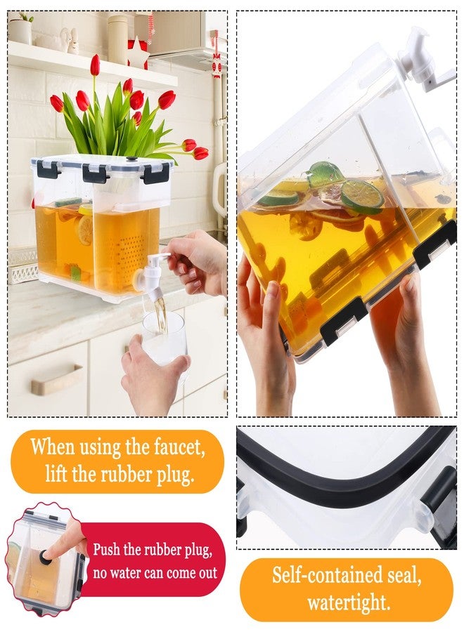 Breroa 3 Pieces 3.5 Liter Clear Beverage Dispenser with Spigot, Plastic Drink Dispenser for Fridge with Handle Clean Brush, Iced Juice Lemonade Dispensers for Parties & Daily Use,12.2 x 5.5 x 6.9 Inch - Image 4