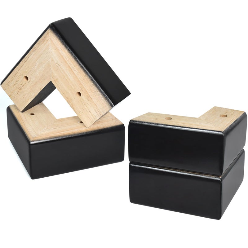 AORYVIC Solid Wood Legs for Furniture, L-Shaped Bed Risers, Furniture Legs for Sofa Couch Dresser Cabinet Table, Couch Sofa Feet, Furniture Risers, Bed Lifters 4 Pack (Black, 2 inch) - Image 1