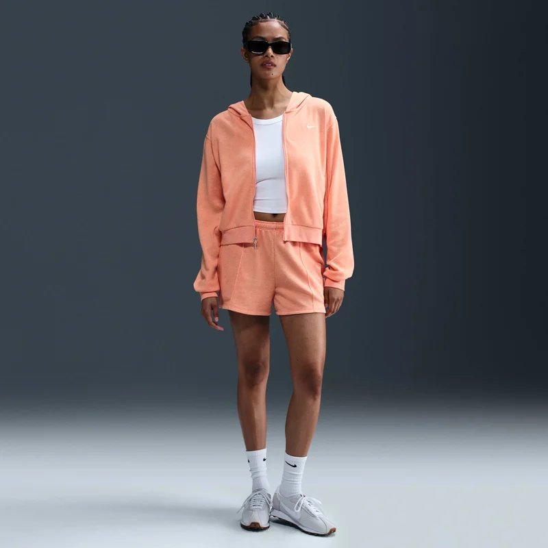 Nike Peach Women's Sportswear Chill Terry Full-Zip Hoodie for Women | Best Price UAE